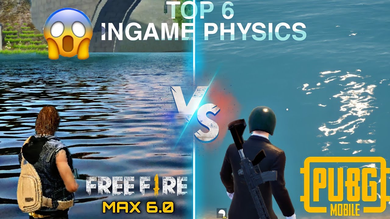 FREE FIRE MAX  VS PUBG MOBILE 😱😱 TOP 6  INGAME PHYSICS COMPARISON  EVER IN 2021