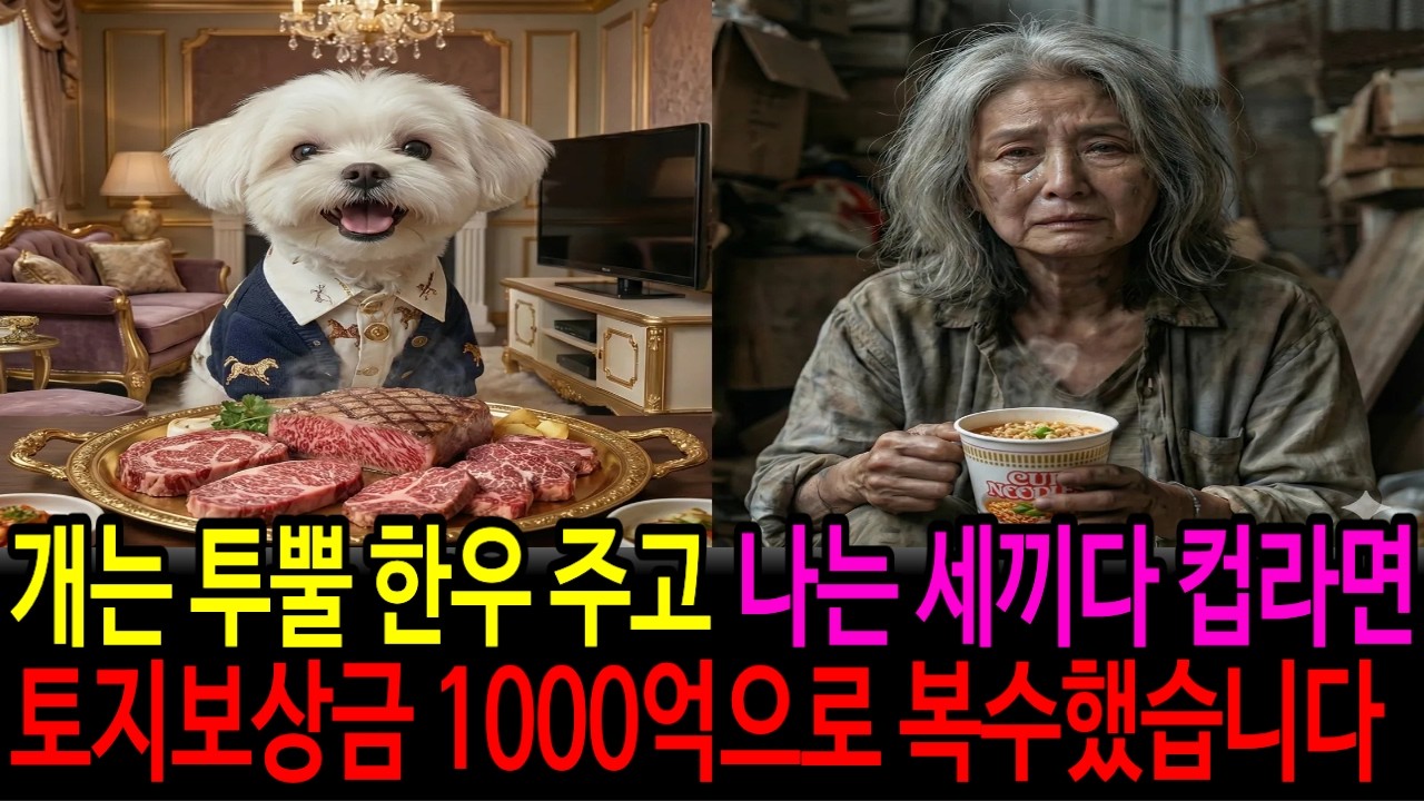 개는 투뿔 한우 주고 시어머니는 하루 세끼 컵라면 주는 며느리, 토지보상금 1000억으로 깔끔하게 참교육 했습니다.  | 시니어사연 | 고부갈등 | 공감사연