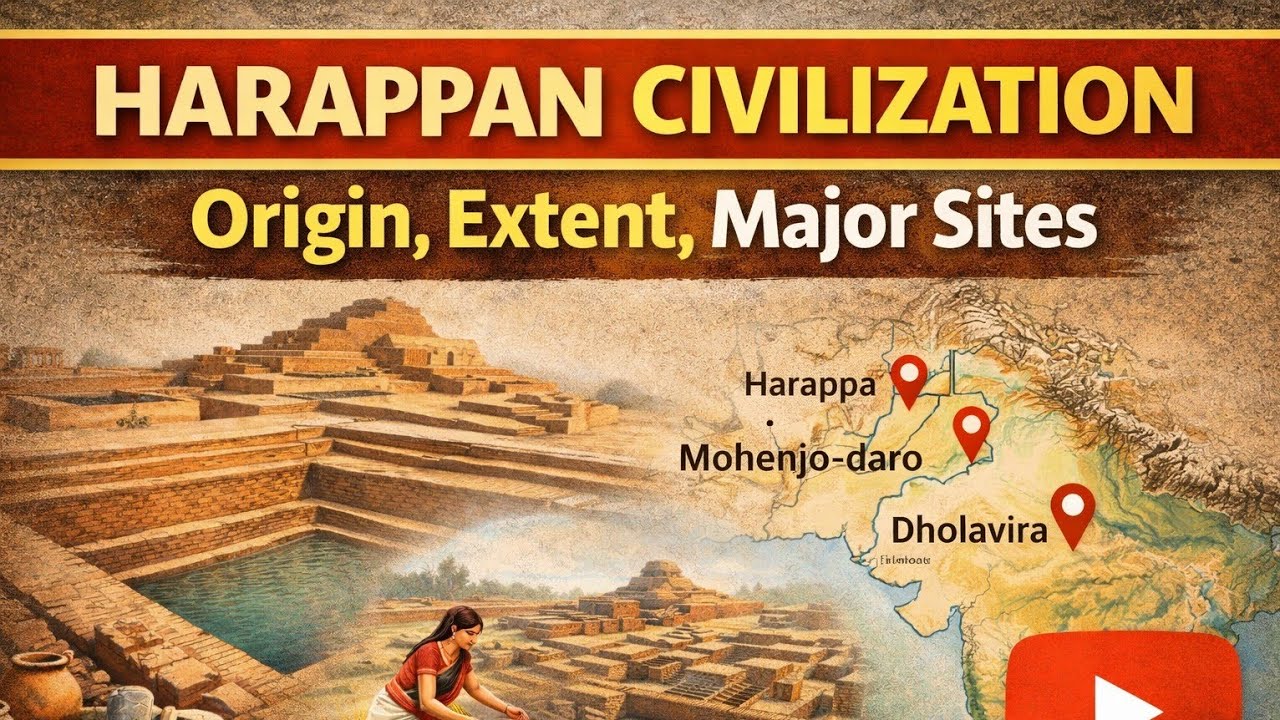 Harappan Civilization Origin, Extend, Major Sites Detail discuss In This Video#harappancivilisation