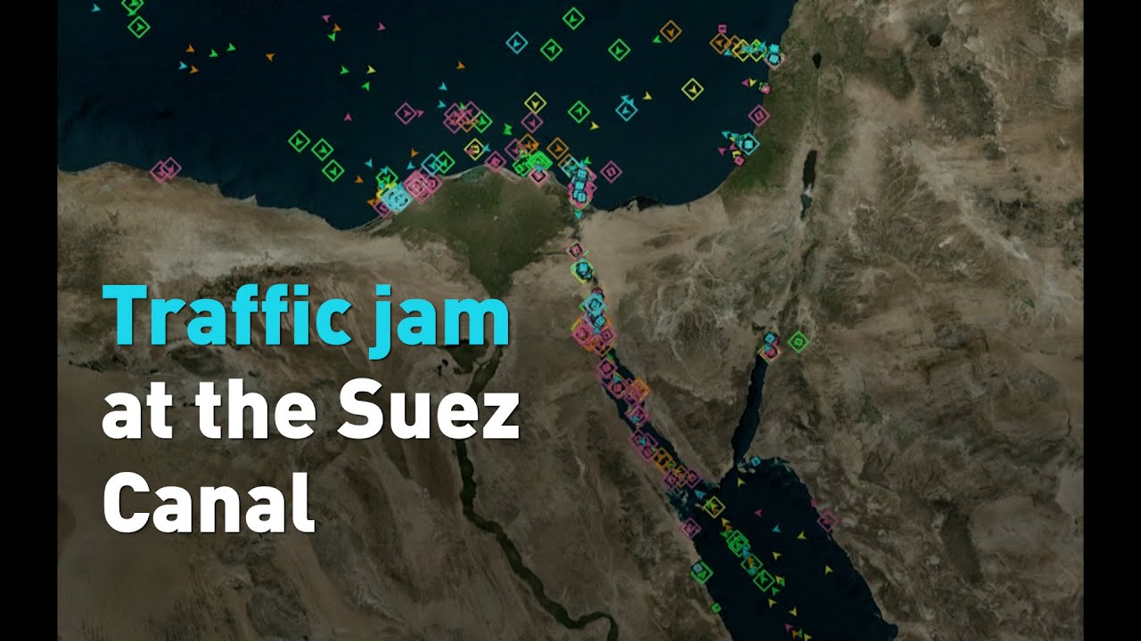 Traffic jam at the Suez Canal