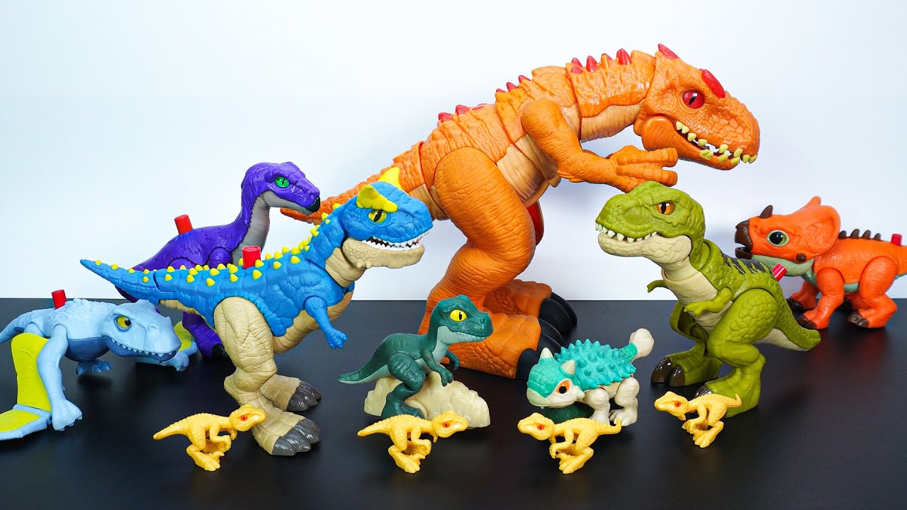 12 DINOSAURS: INDOMINUS REX BATTLE 2 T-REX, ANKYLOSAURUS, CARNOTAURUS - TOYS ASMR - DINO KING 251023