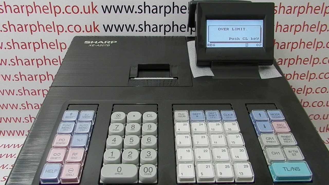 OVER LIMIT Error Message Sharp XE-A207 / XE-A207B / XE-A207W Cash Register
