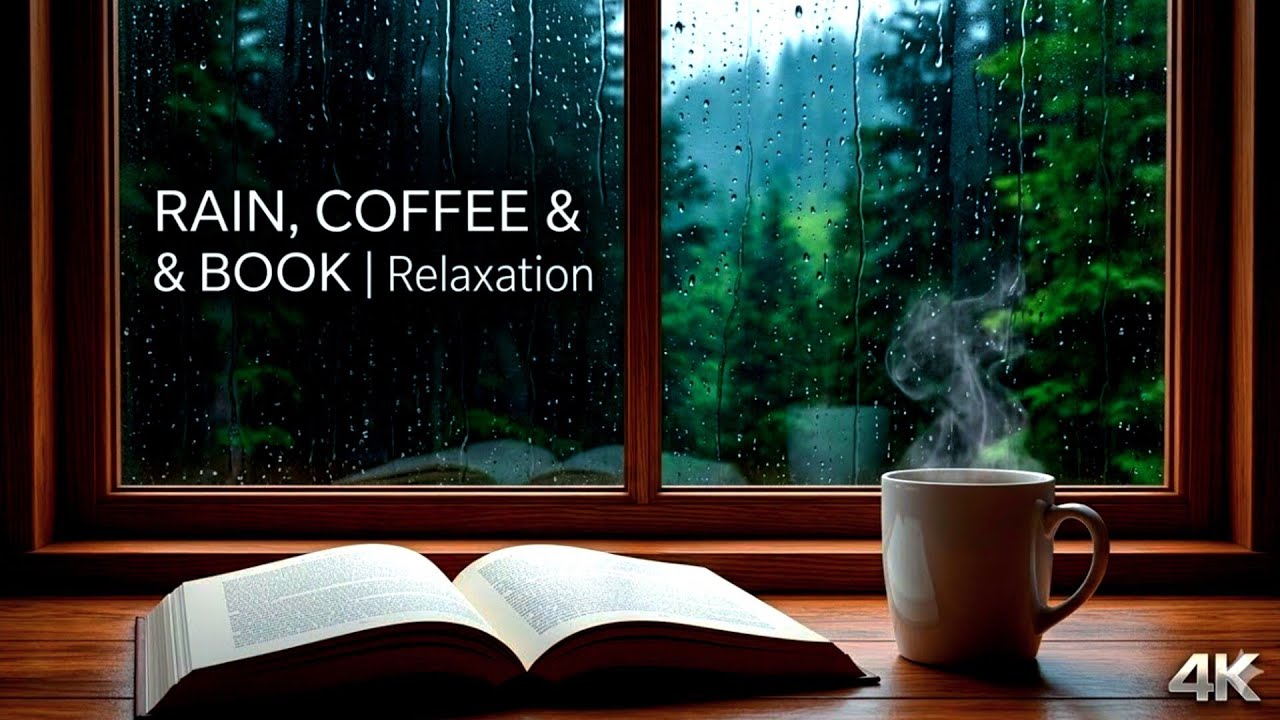 Cozy Rainy Window ☕🌧️ | Coffee, Book & Rain Sounds for Relaxation | +11 Hours