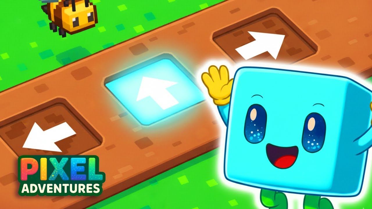 Learn LEFT, RIGHT and UP | STEM for KIDS | Pixel Kids Learning Songs 🏙️✨