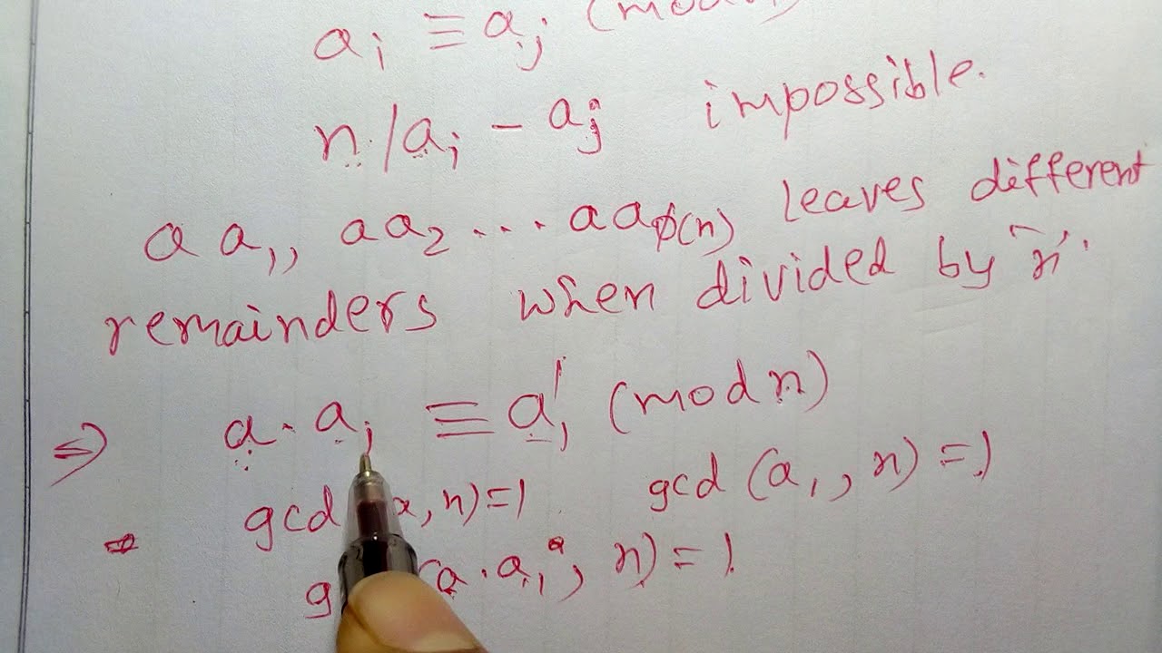 Euler's theorem proving; number theory