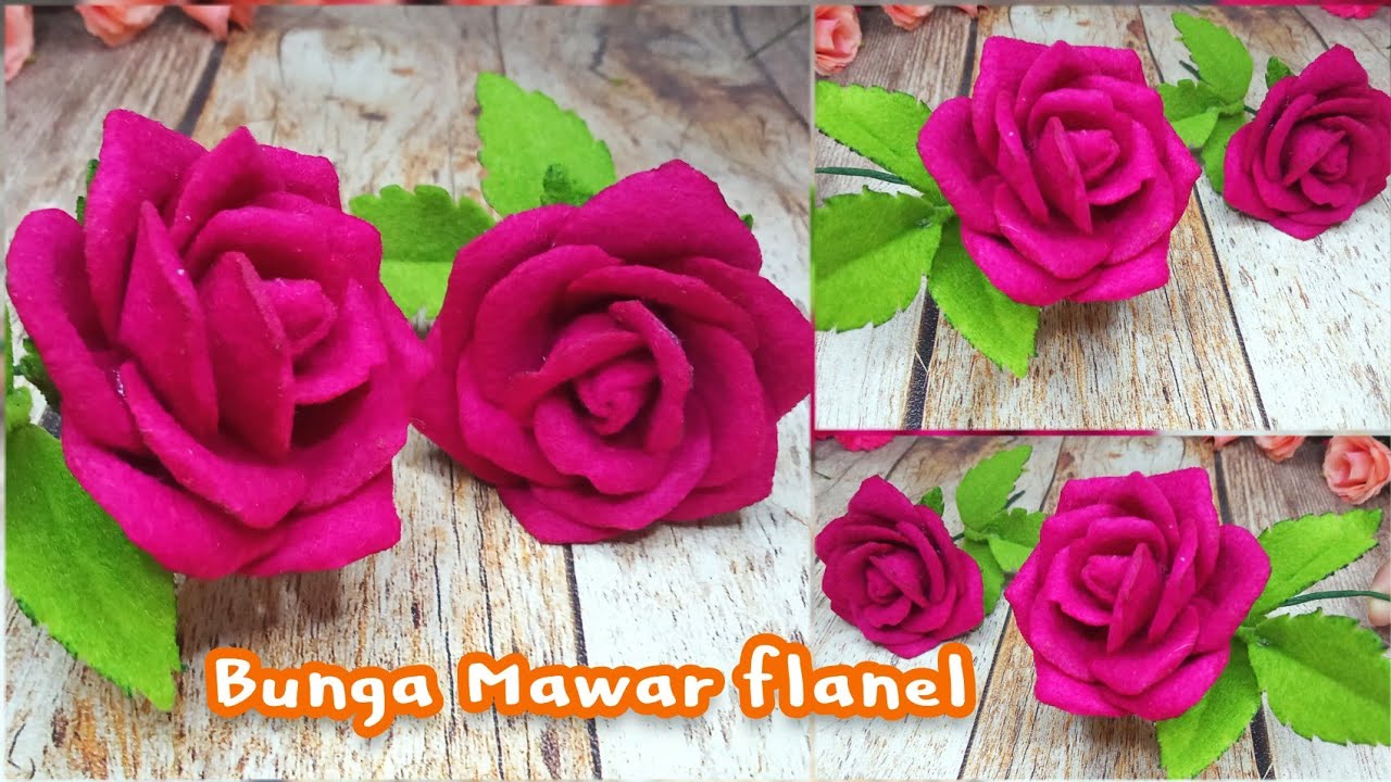 Bunga mawar cantik dari flanel sangat mudah