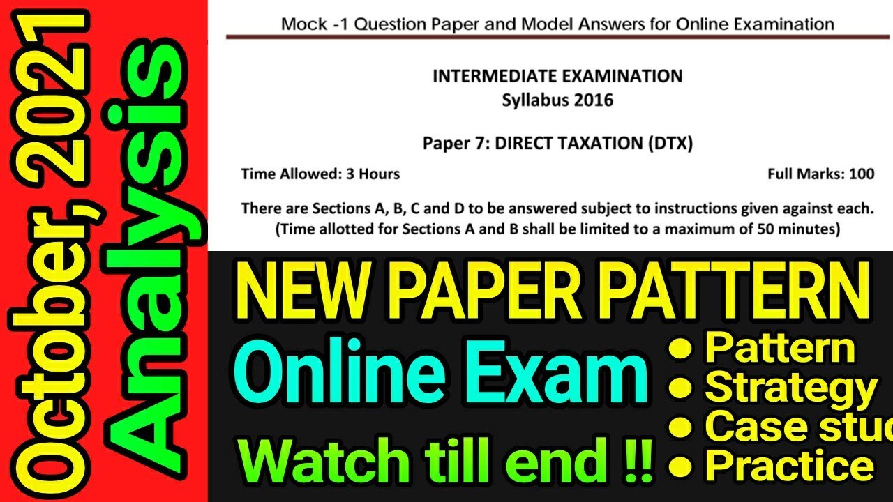 Paper - 7 - New Pattern Analysis || CMA, Intermediate - October, 2021 Exam || The Witty Turtle