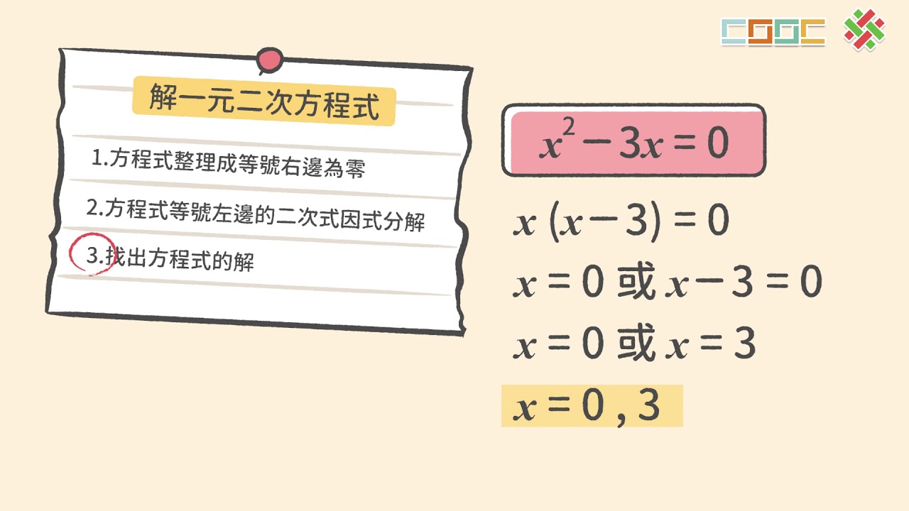 108新課綱｜八上數學｜【觀念】因式分解法解一元二次方程式