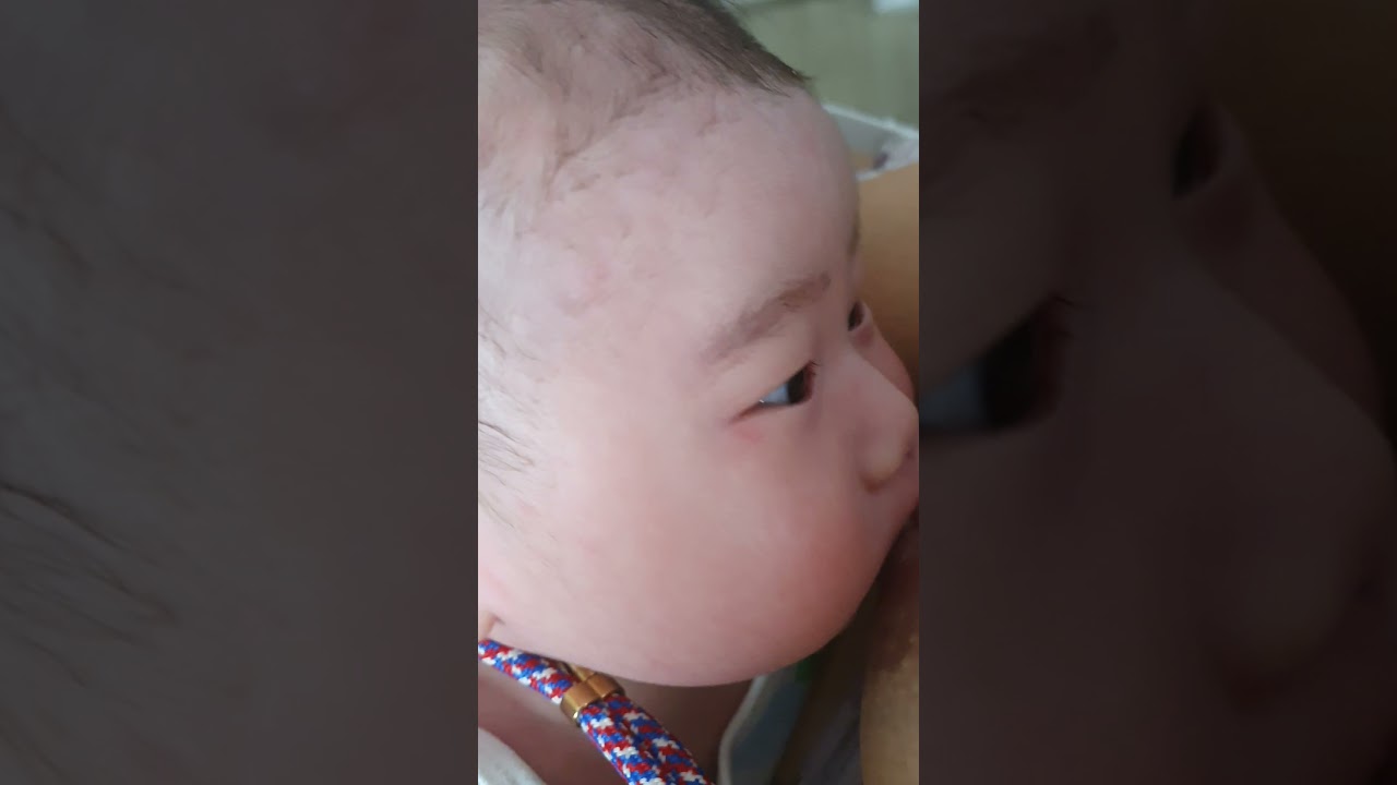 이젠 두손으로 딱 잡고 쭈쭈먹는 아기(21.04.04)