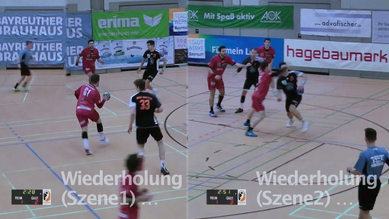 Handballregeln: Doppeldribbel; Gesichtstreffer (2 Szenen)