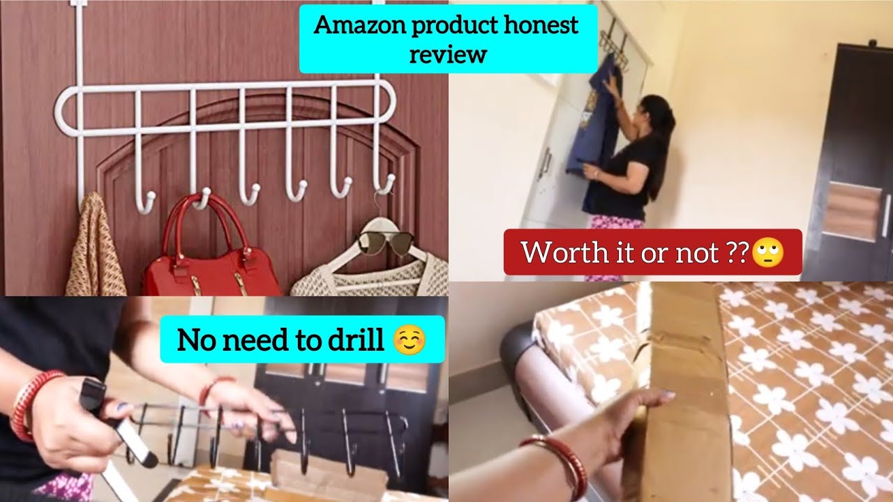 No need to drill 😉 Easy to use Door Hook Hanger Organizer / Wall Hook Rack  | Amazon product review