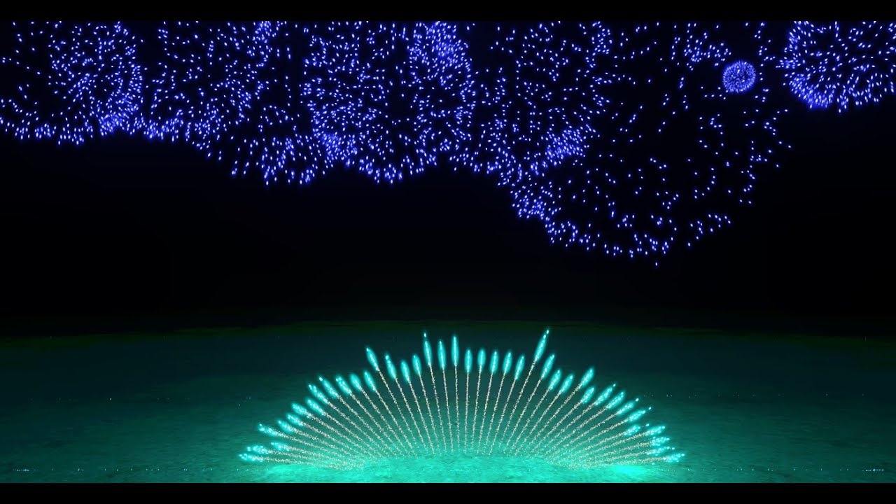 Feu d'artifice FWsim - Musique : Hello - OMFG