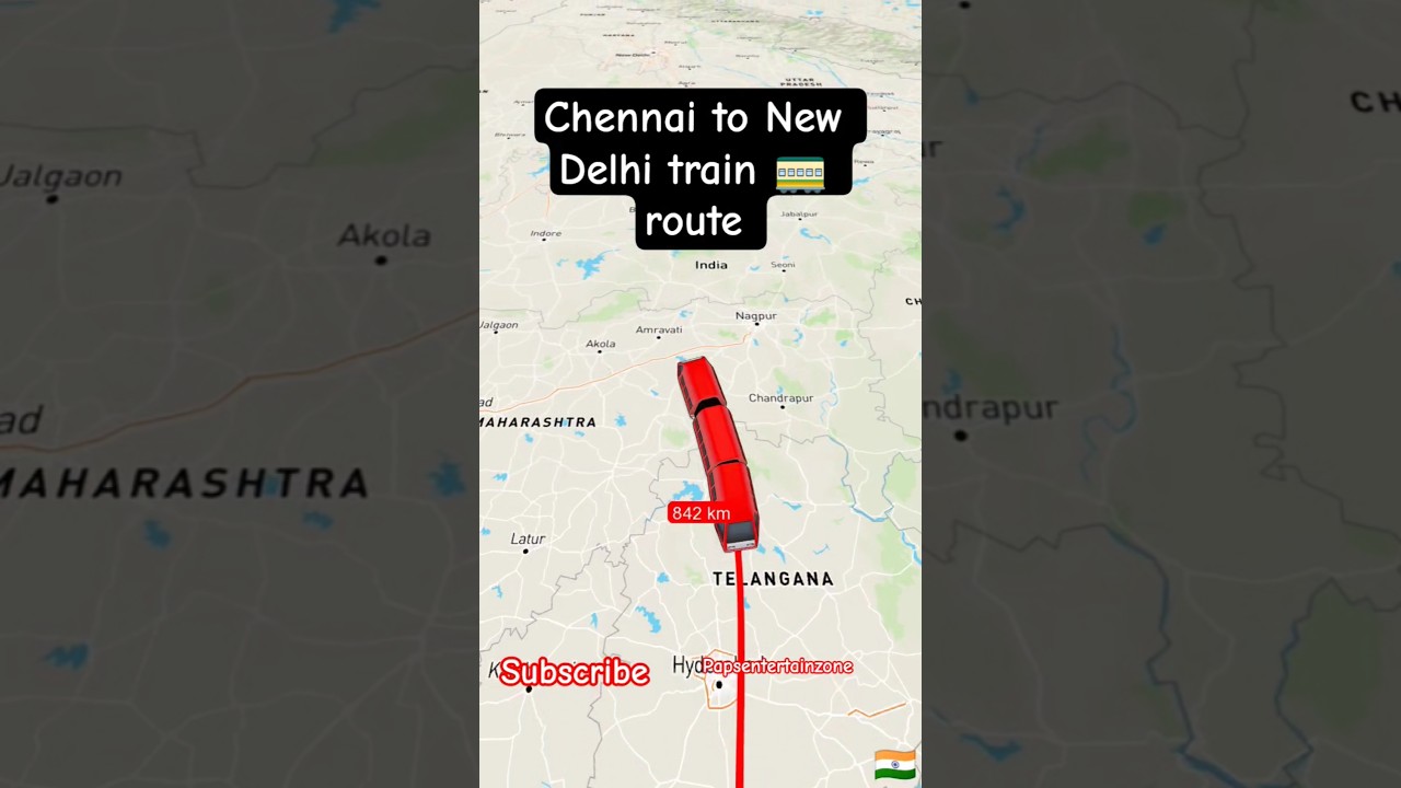 Chennai to New Delhi train travel map 🗾