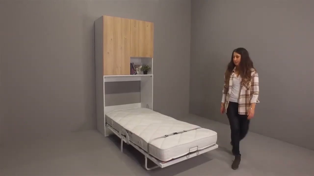 Multimo CAPSULE Wandbett / Schrankbett / Klappbett / G&auml;stebett, 100x200 cm