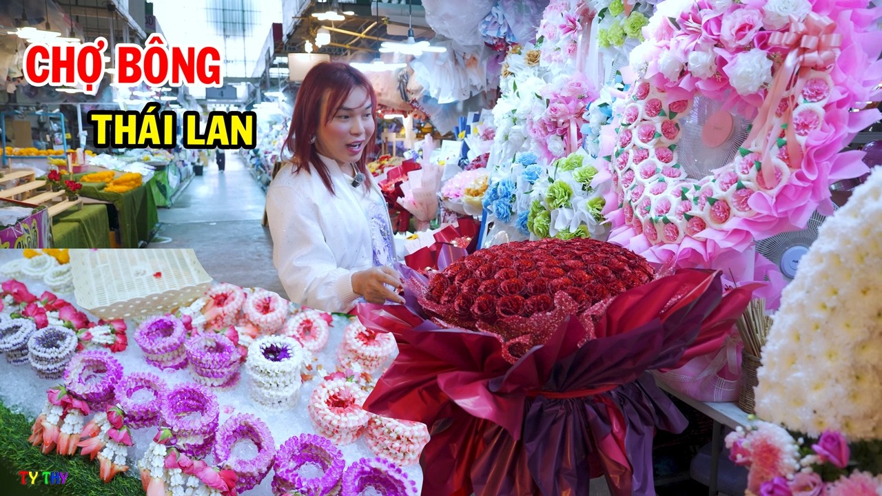 Ty Thy kh&aacute;m ph&aacute; chợ B&ocirc;ng Th&aacute;i Lan đa dạng v&agrave; nhiều m&agrave;u sắc - Ty Thy Vlog Gỏi đu đủ