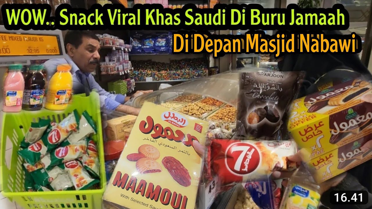 SATU SATUNYA TEMPAT OLEH OLEH SNACK MAKANAN VIRAL KHAS SAUDI DEPAN MASJID NABAWI ADA DI BIN DAWOOD