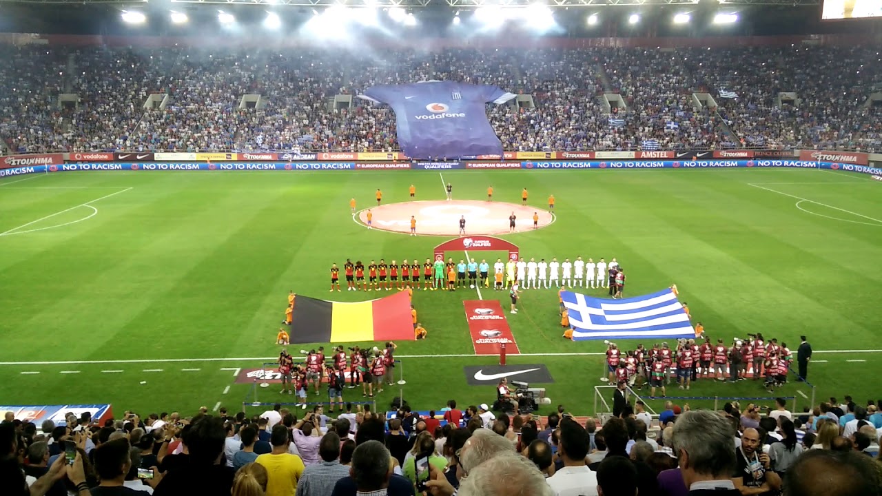 National Anthem of Greece, before football game with Belgium national team.