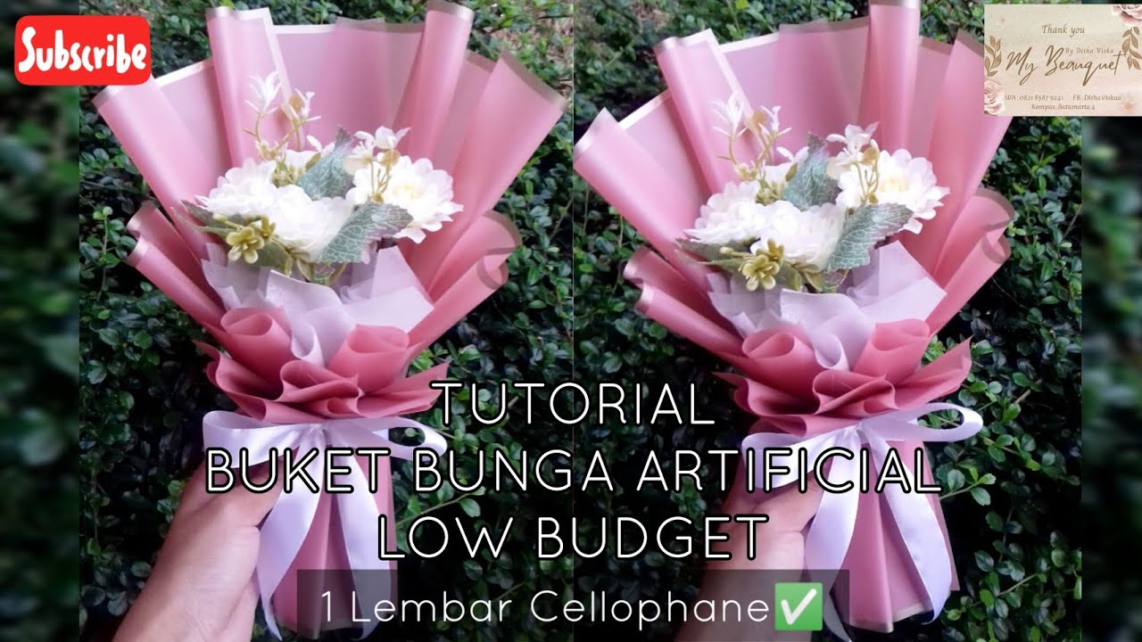 TUTORIAL BUKET BUNGA ARTIFICIAL LOW BUDGET || PAKAI 1 LEMBAR CELLOPHANE✅