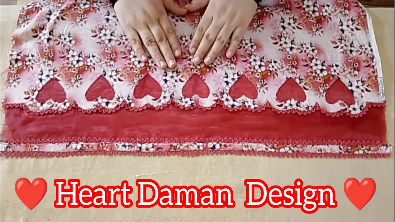 ❤️ New Heart Shape ❤️ Daman Design Cutting & Stitching/Dil Wala Design Banane ka tarika #fashion
