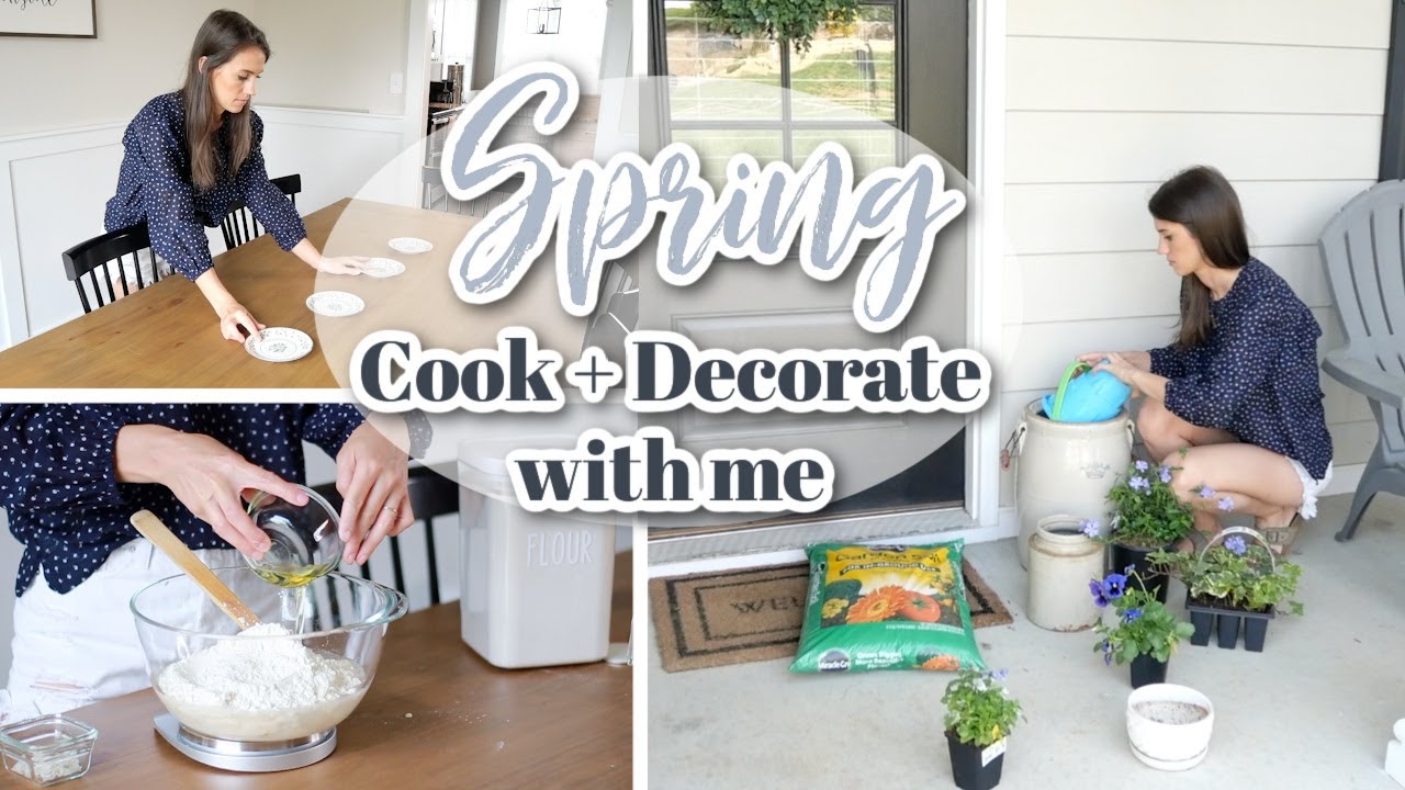 COOK AND DECORATE WITH ME FOR SPRING | Natural home styling ideas + Easy Sourdough Pizza Recipe