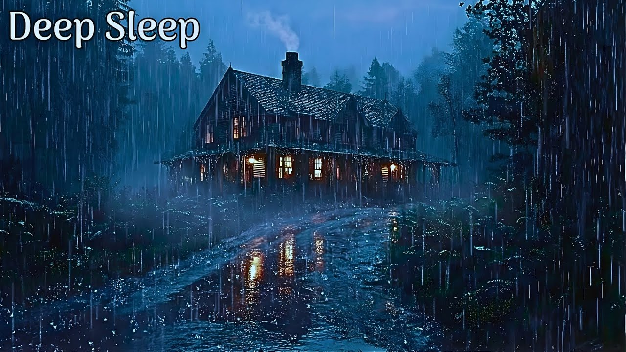 🌧️ Rainy Forest Cabin Ambience | Cozy Night, Fireplace & Deep Relaxation | Black Screen Sleep Sounds