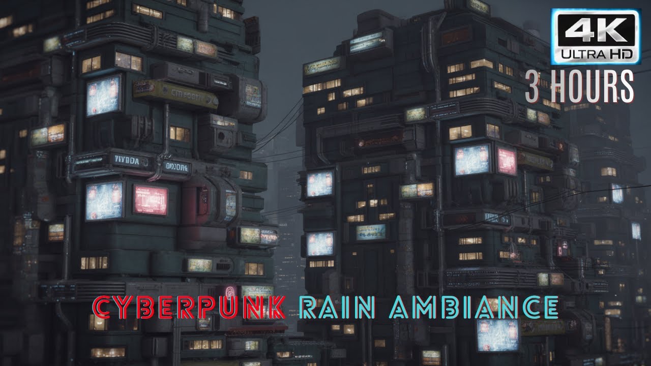 3 Hours Cyberpunk Ambience Cold Wind & Deep Howling Drones Deep Work & Flow Two Isolated Neon Towers
