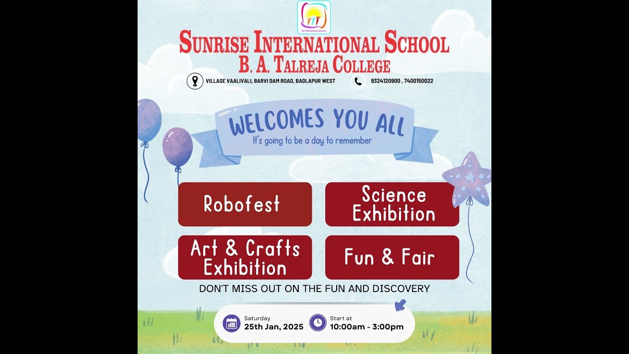 Sunrise International School presents Robotics Projects Fun & Fair Activities, and Food Stall Events