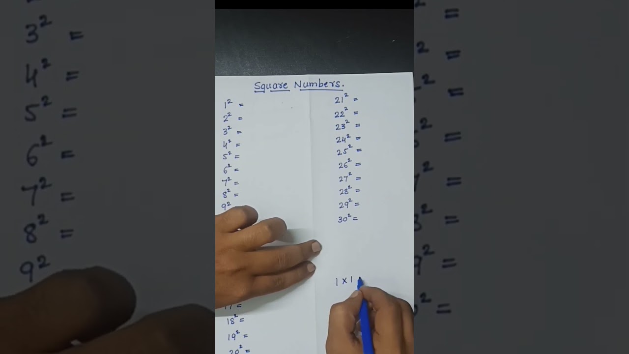 square numbers 1 to 30 #viral #maths #subscribe