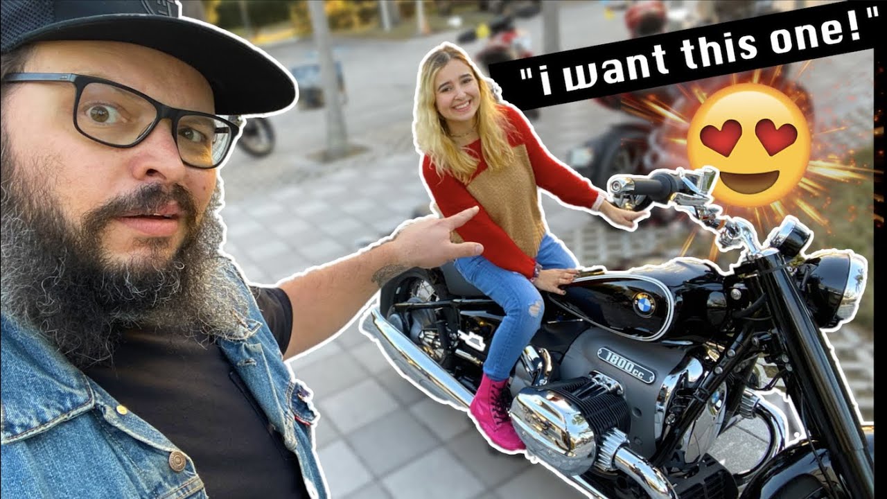 She asked for the BIGGEST motorcycle there...