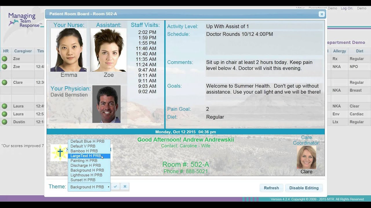 Electronic Patient Room Boards