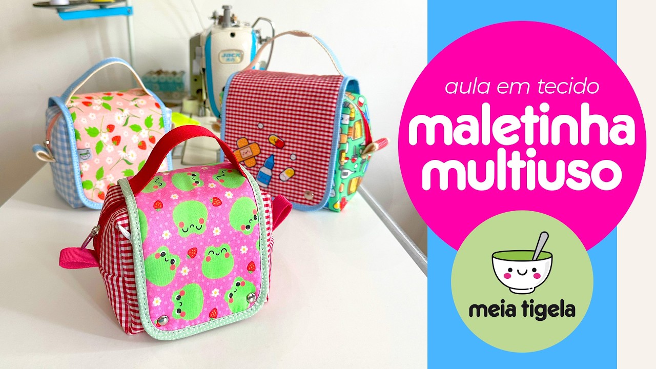 Maleta de TECIDO - Tutorial com moldes em 7 tamanhos