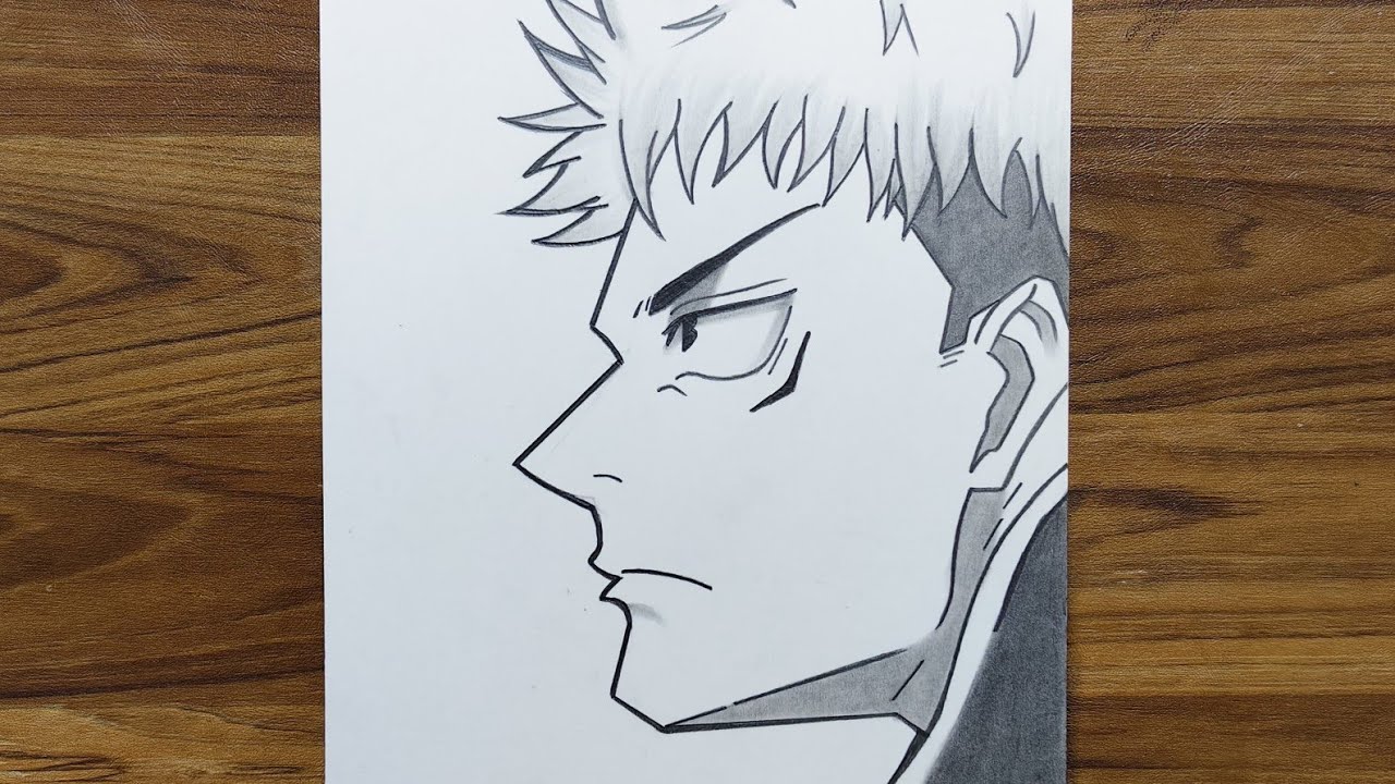 Draw Yuji Itadori ( Jujutsu Kaisen ) Anime half face drawing for beginners | Step by step