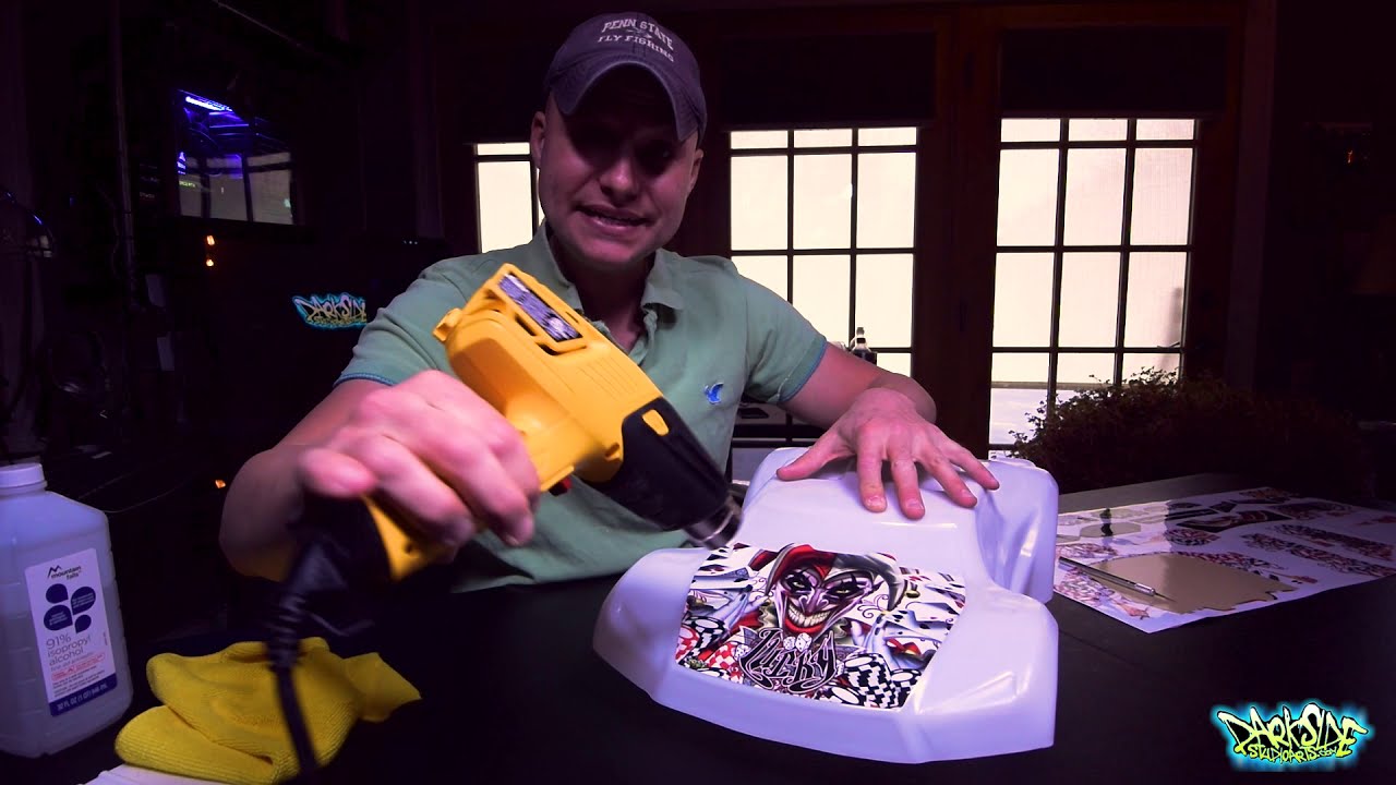 Installation of Darkside Studios accessory graphics onto a Traxxas Slash Brute Bash Body.