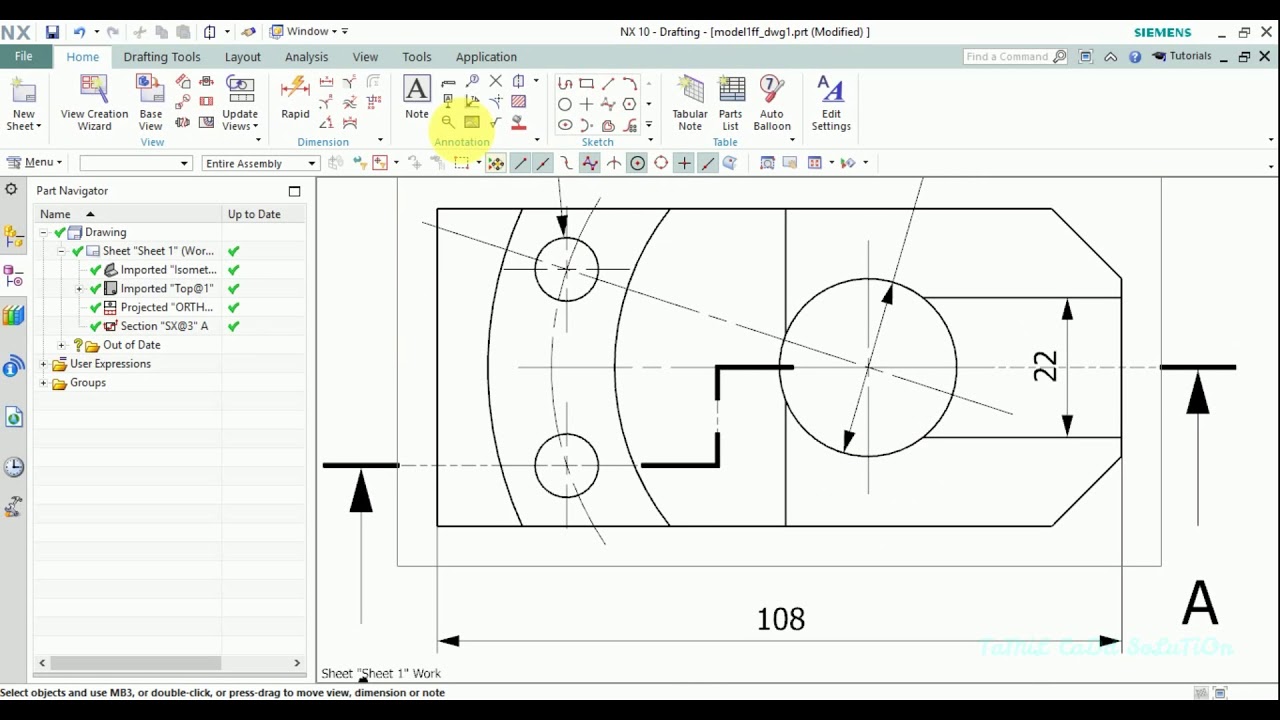 Simple Nx Cad Drafting ( Drawing ) Tutorial | Tamil |