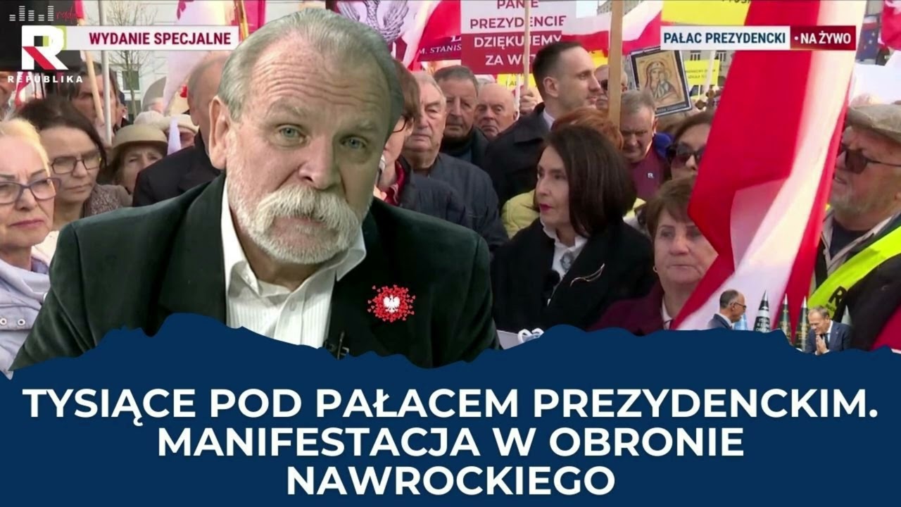 Tysiące pod pałacem prezydenckim. Manifestacja w obronie Nawrockiego