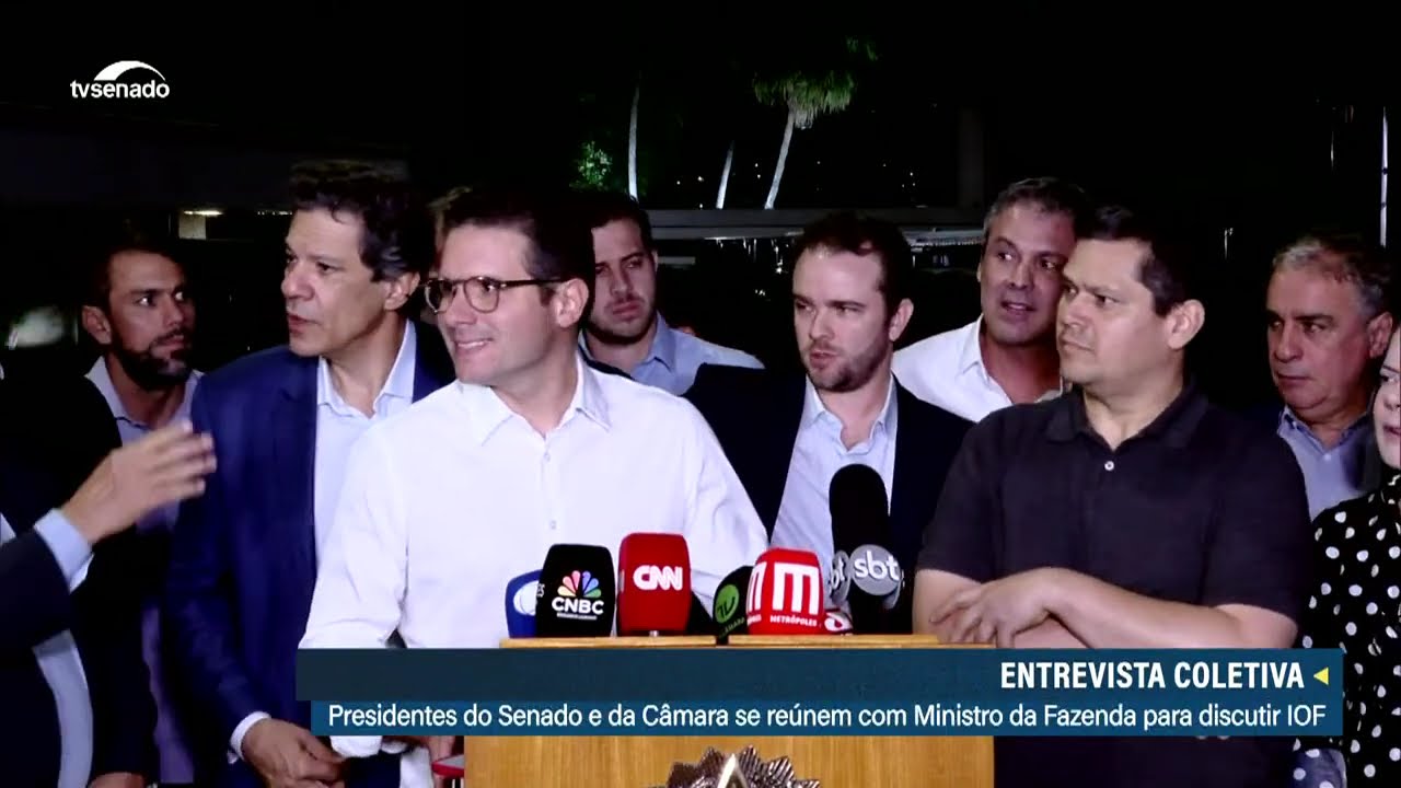 Presidentes do Senado e da Câmara se reúnem com Ministro da Fazenda para discutir IOF