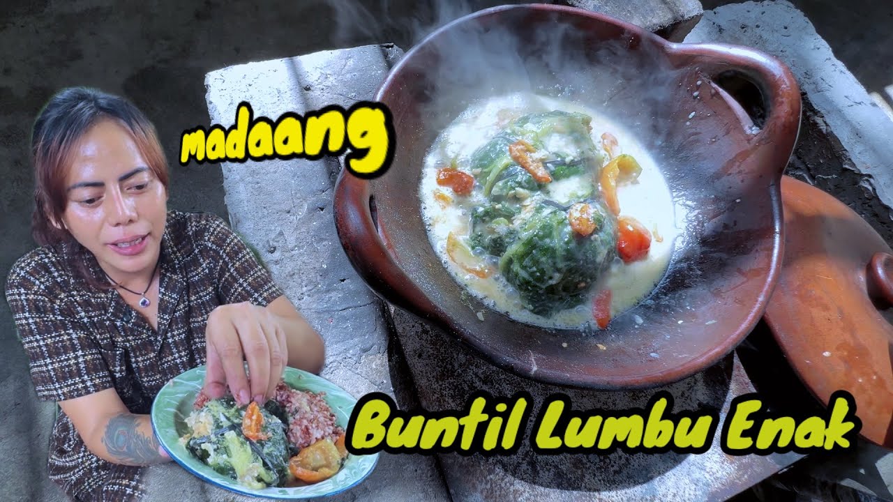 Buntil Daun Lumbu Di Olah Pake Kayu Bakar