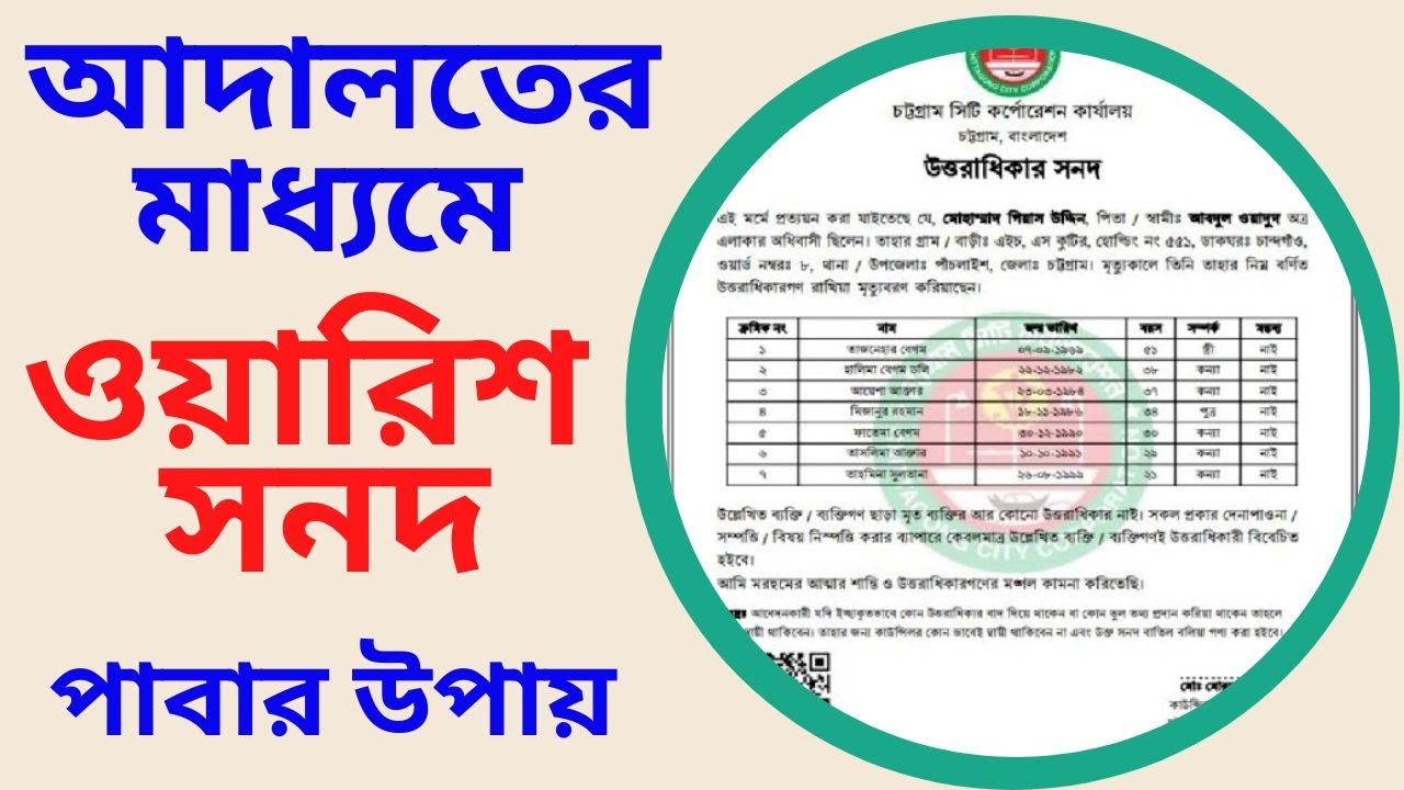 আদালতের মাধ্যমে ওয়ারিশ সনদ পাবার উপায় II Ways To Get Inheritance Certificate Through Court