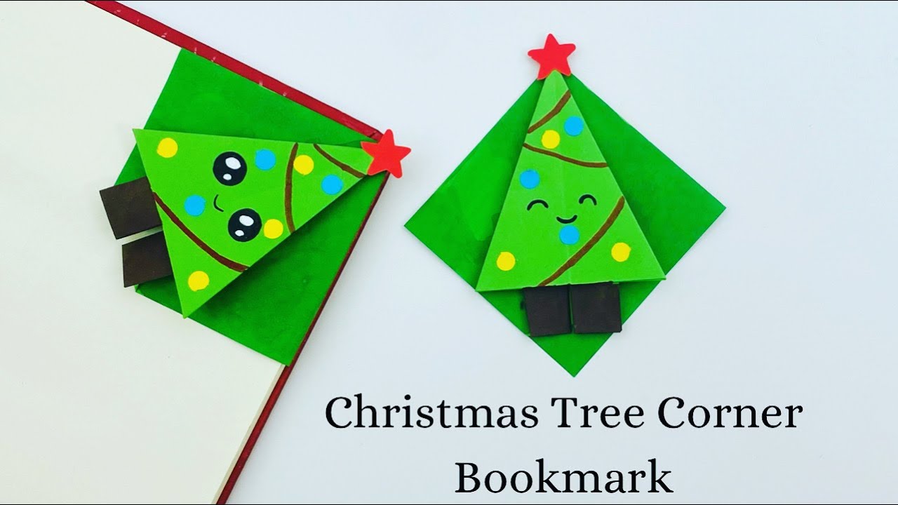 DIY Paper Christmas Tree Corner Bookmark / Bookmark Making / Origami Bookmark / Paper craft