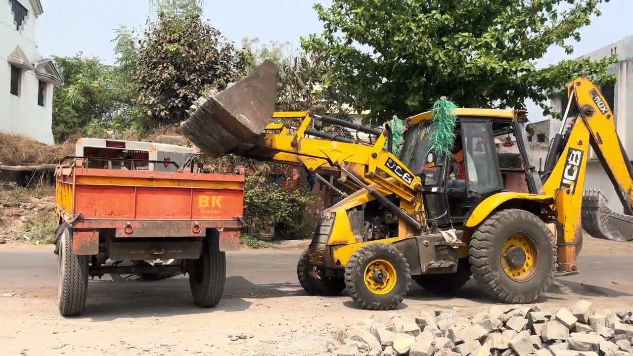 JCB 3dx Backhoe Stone Loading Trolley In Mahindra 575 & Swaraj 855 Tractor l
