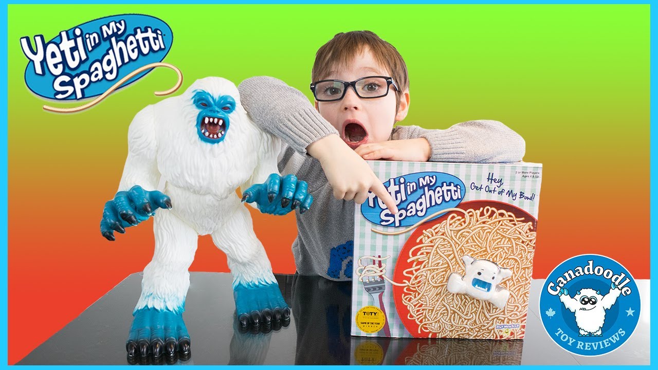 GIANT YETI SPAGHETTI CHALLENGE! Yeti In My Spaghetti Game | Canadoodle Toy Reviews