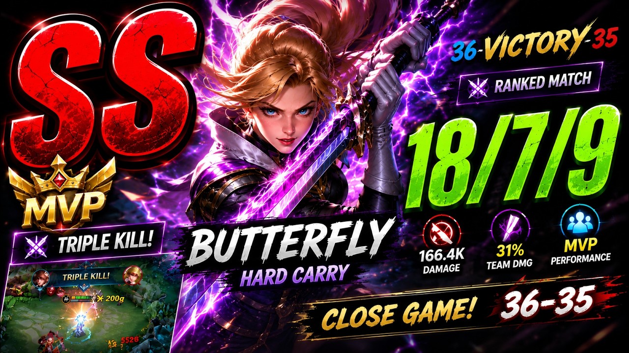 Butterfly Hard Carried This Game 😱 SS MVP + Triple Kill | Honor of Kings