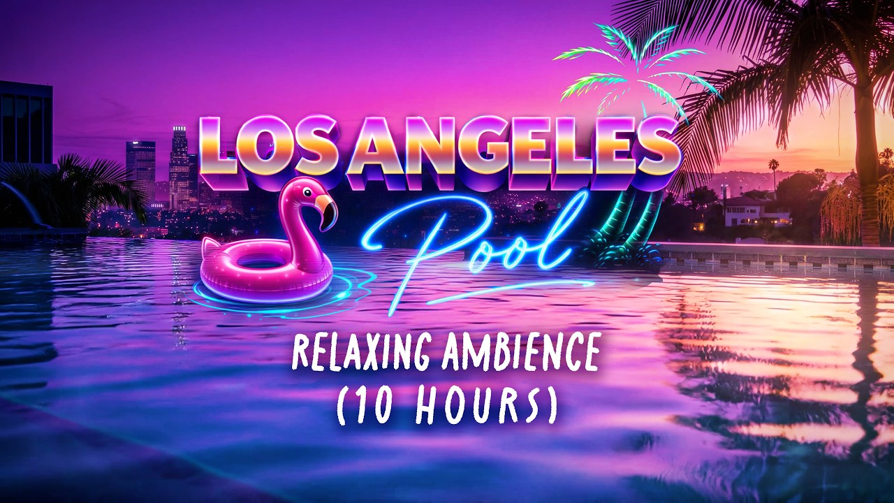 LA POOL NIGHT Relaxing Ambience | White Noise & Music to Chill, Study or Sleep (10 HOURS)