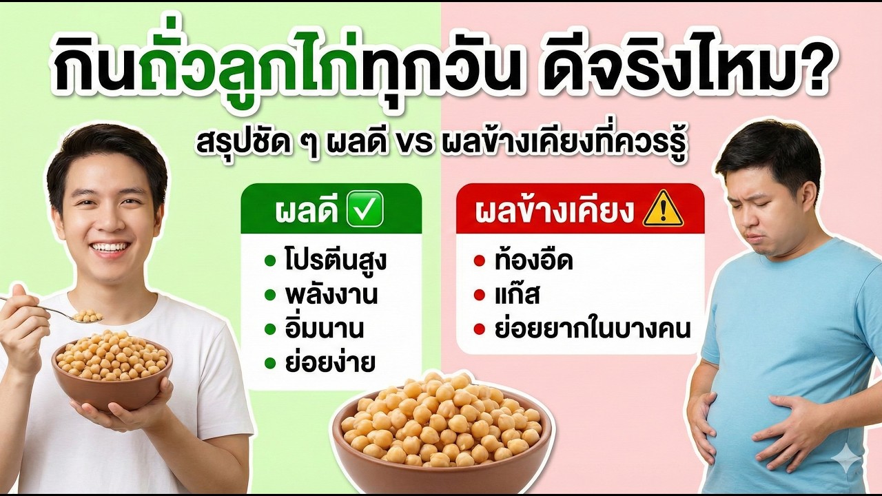 กินถั่วลูกไก่ทุกวัน ดีจริงไหม? สรุปชัด ๆ ผลดี vs ผลข้างเคียงที่ควรรู้