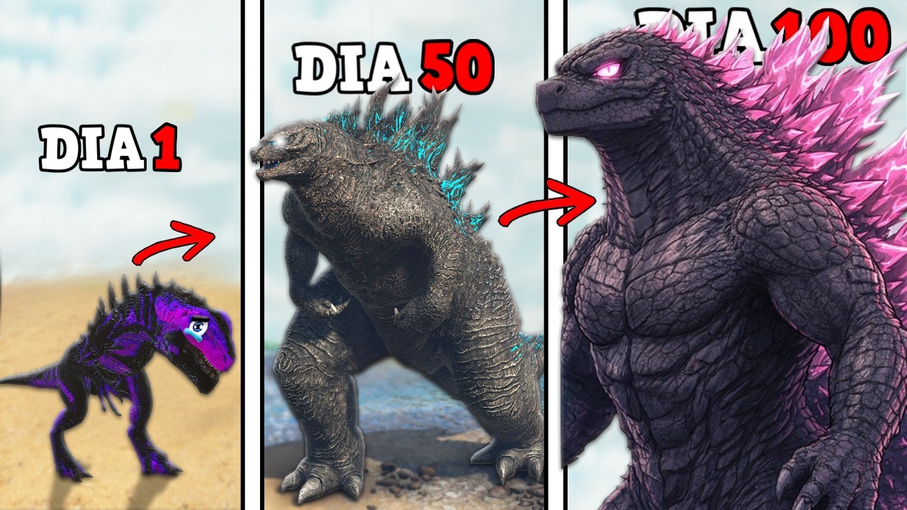 A VERDADEIRA EVOLUÇÃO DO GIGANTE GODZILLA ROSA! O REI DOS MONSTROS E DINOSSAUROS! 100 DIAS