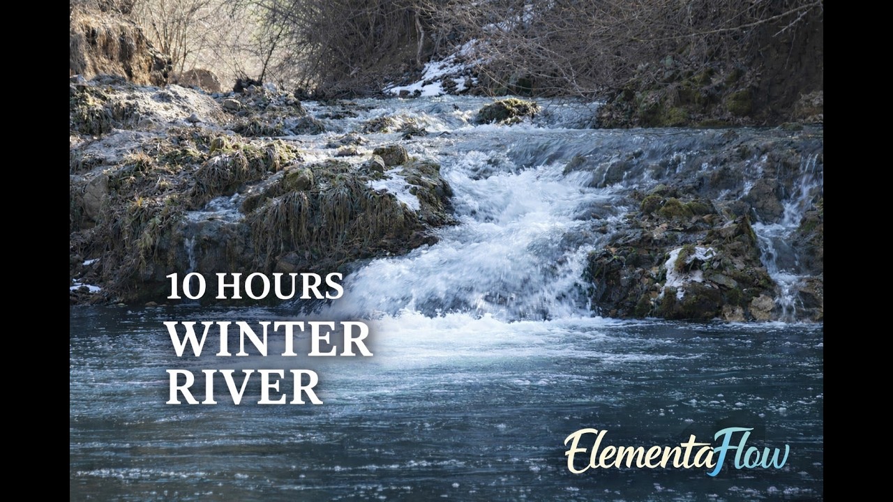10 Hours Winter River & Waterfall Sounds 🌊 Deep Sleep | Study | Real Nature | No Music