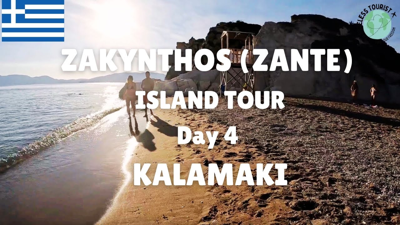 Kalamaki, Zakynthos (Zante) Greece | Town and Beach Walk