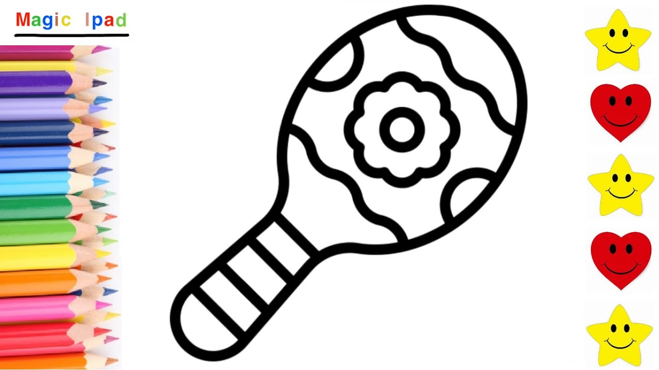Como dibujar una MARACA DE FLORES | dibujos niños 💓⭐ How to draw a FLOWER MARACA | drawings for kids
