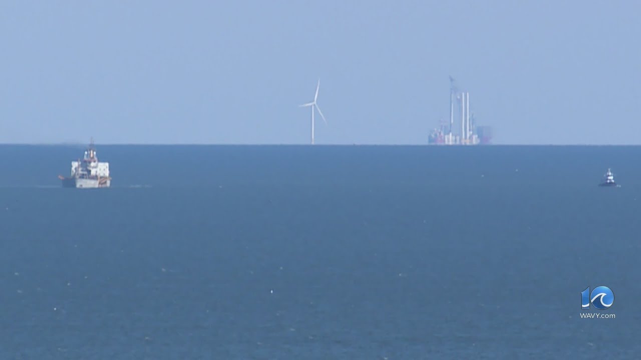 First large turbine tower installed for Coastal Virginia Offshore Wind project
