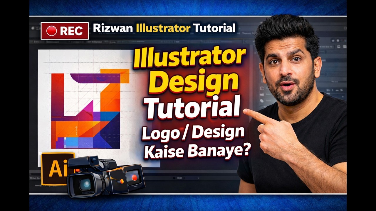 Adobe Illustrator Design Tutorial | Logo / Design Kaise Banaye | Rizwan Illustrator
